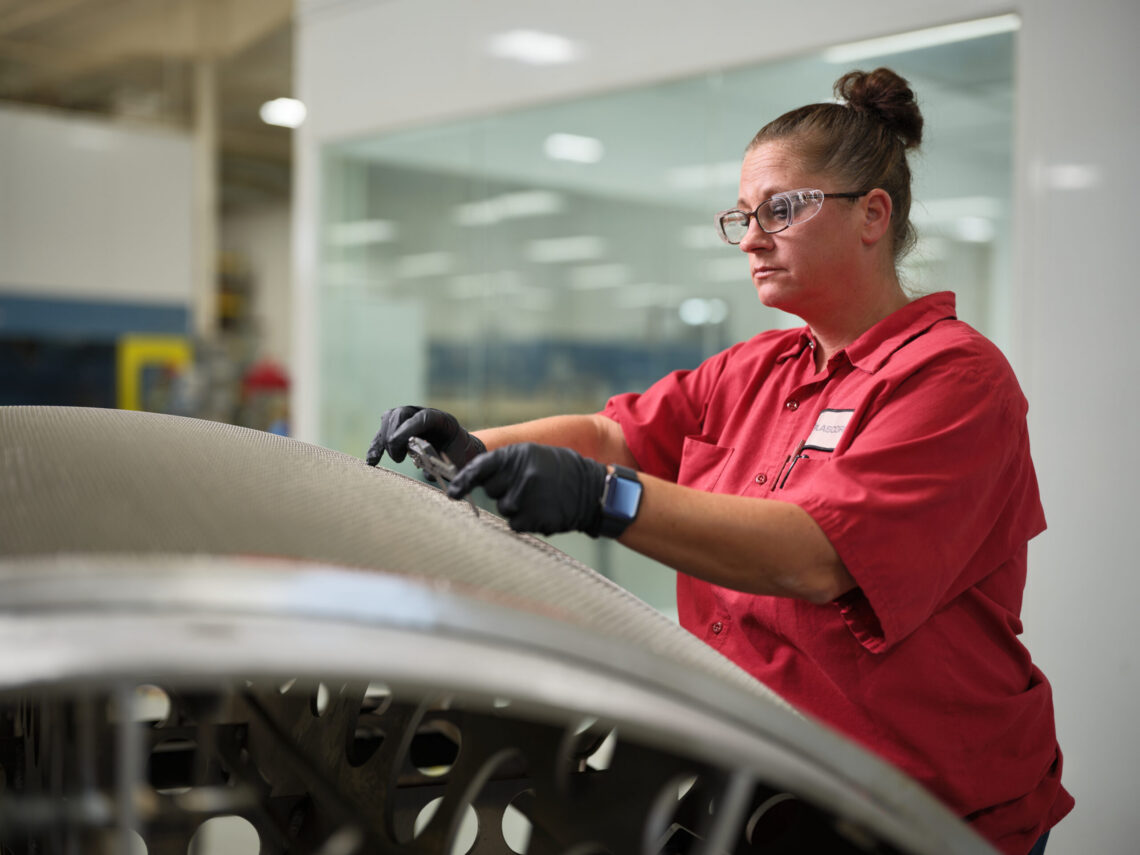 Employee Measuring Formed Honeycomb Core