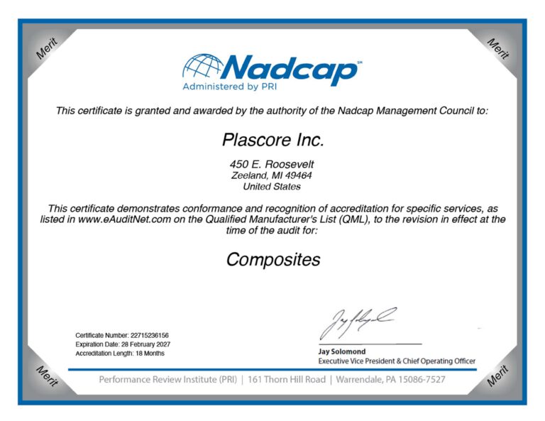 NADCAP Certification (Machined Core)