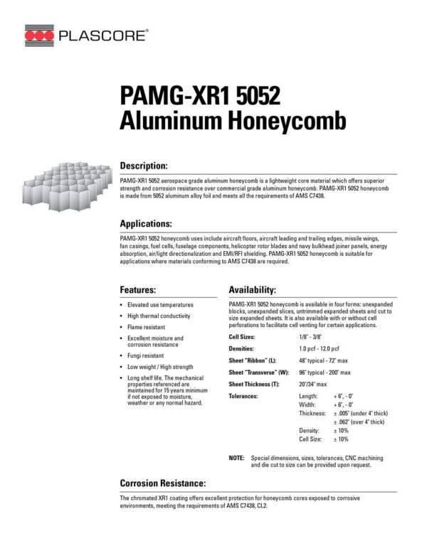 PAMG-XR1 5052 Aluminum Honeycomb