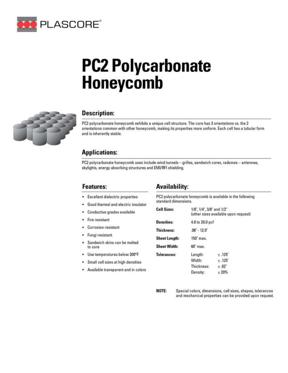 PC2 Polycarbonate Honeycomb