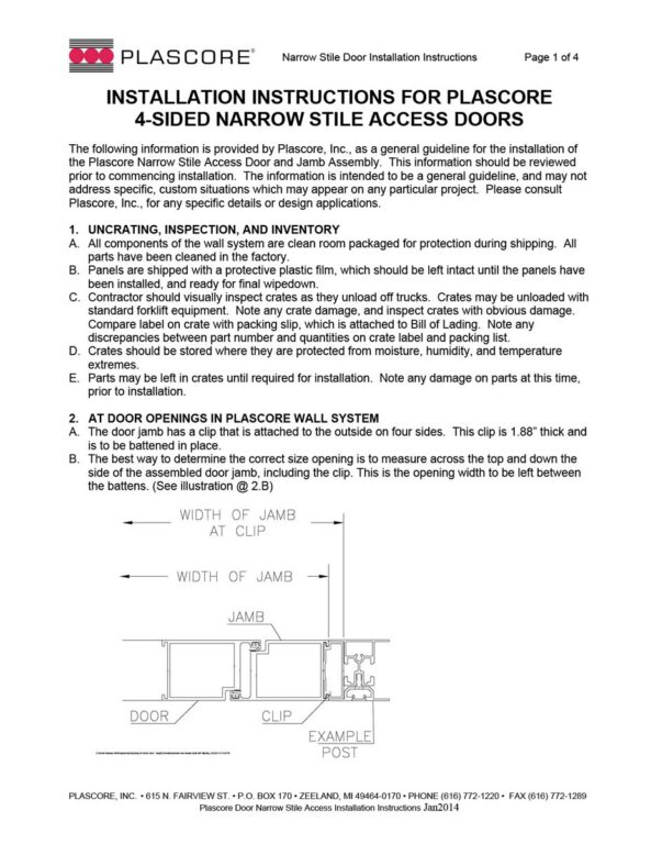 Door Narrow Stile Access Installation Instructions